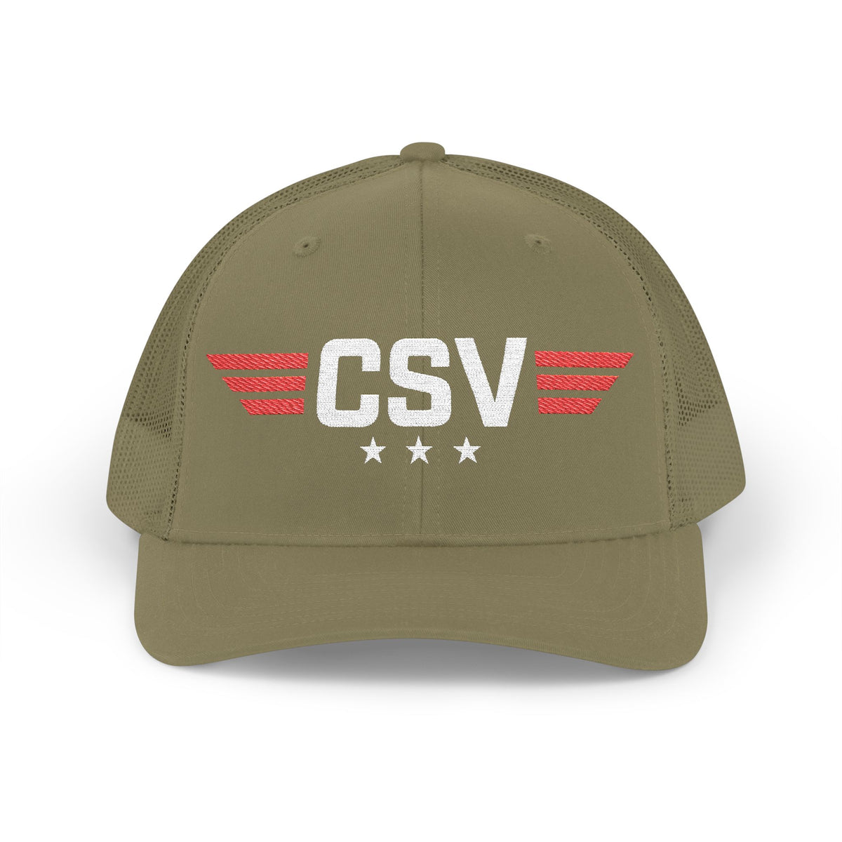 CSV Embroidered Trucker Cap — Retro Winged Logo Snapback