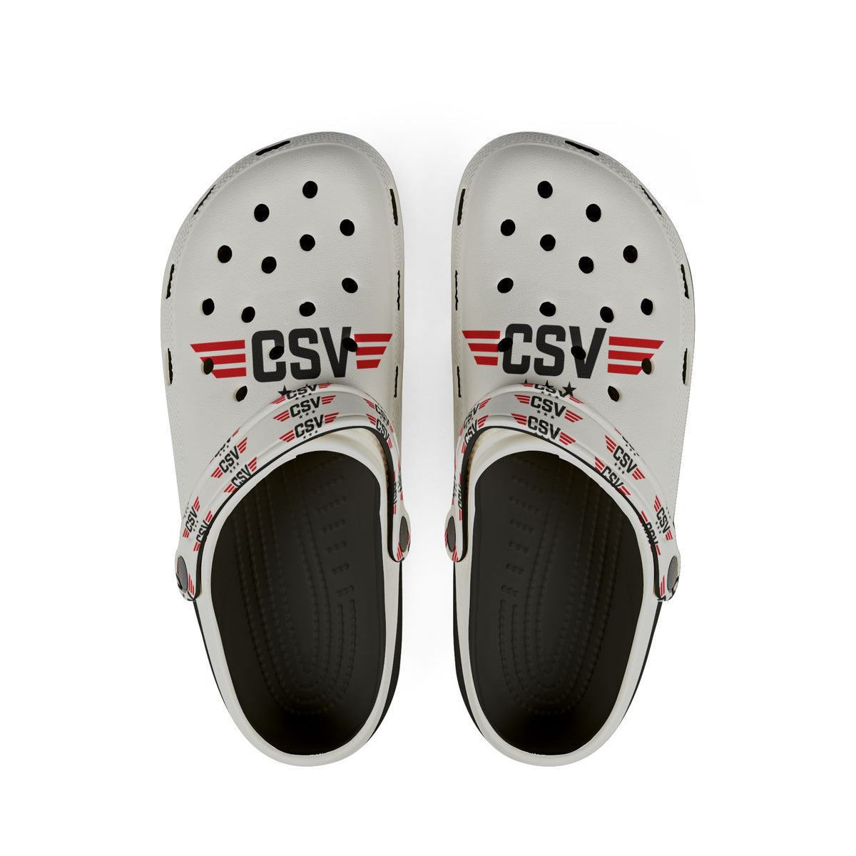 CSV Logo Foam Clogs — White EVA Slip-On Shoes