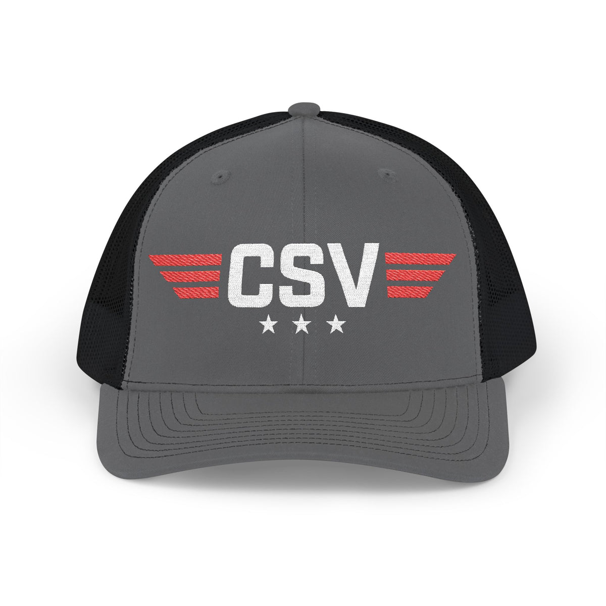 CSV Embroidered Trucker Cap — Retro Winged Logo Snapback