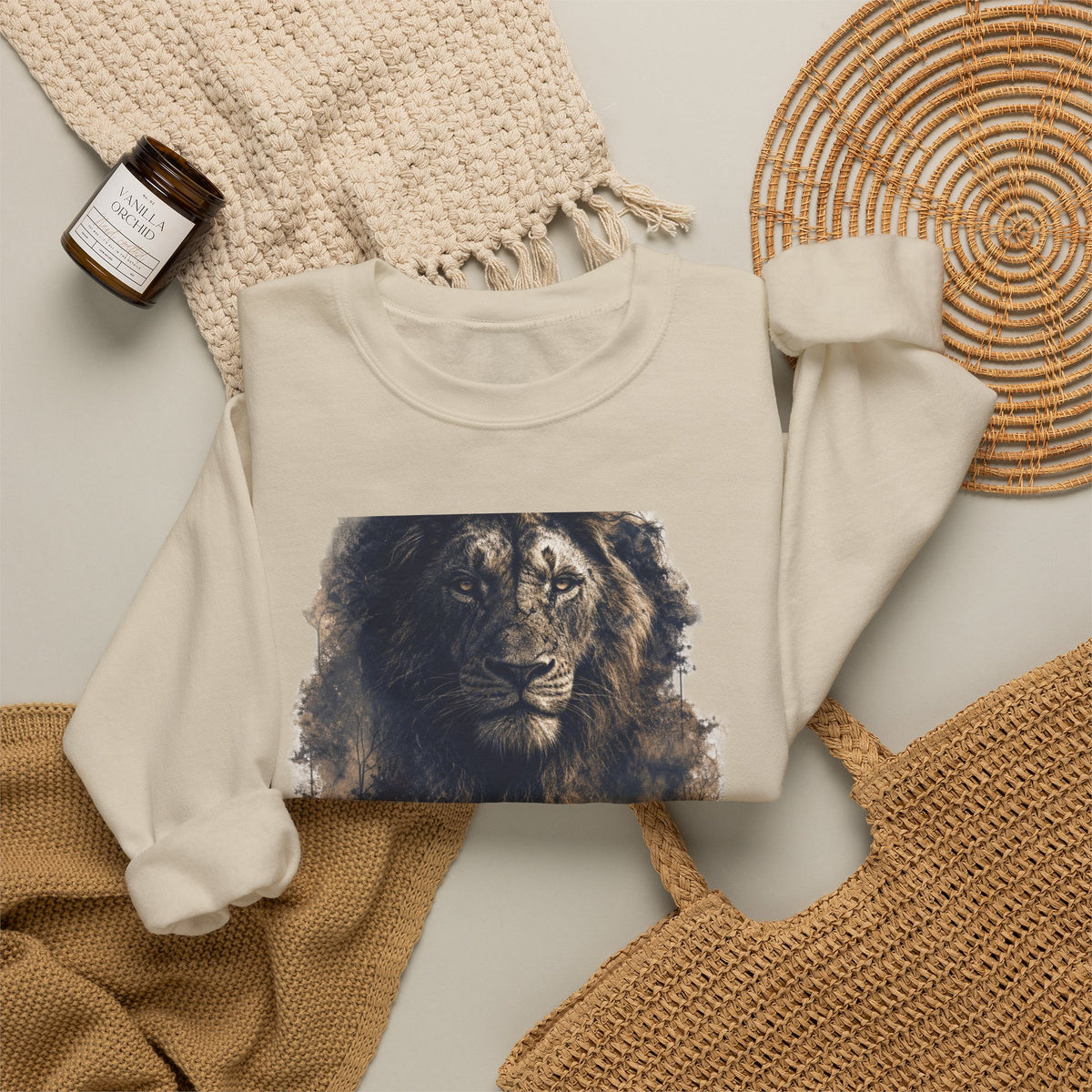 Crewneck Sweatshirt — Child Support Veteran Lion Graphic