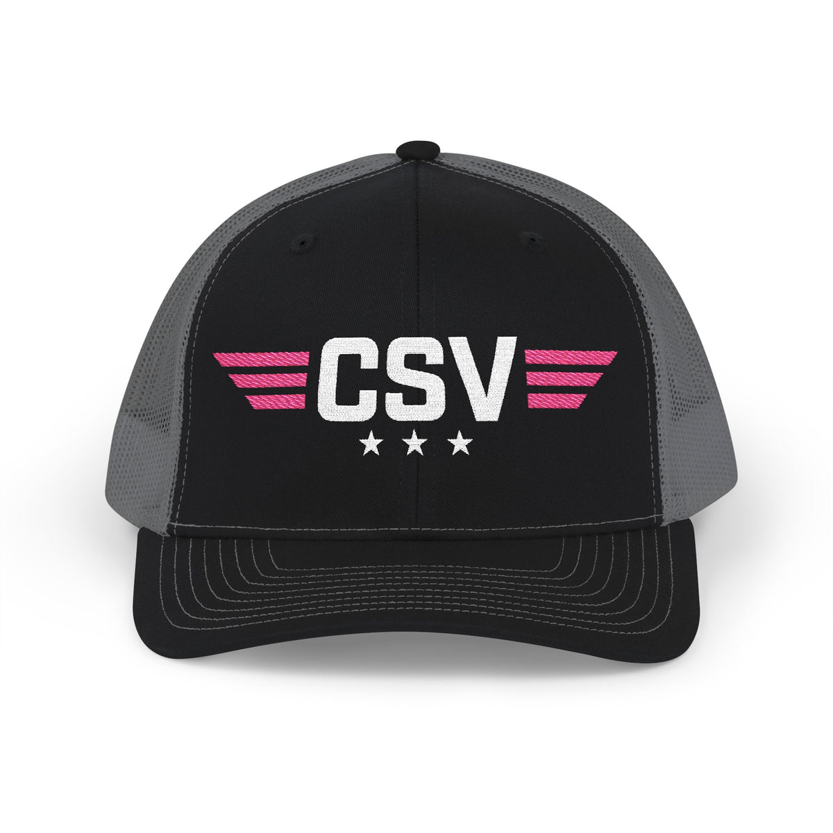 CSV Embroidered Trucker Cap — Retro Winged Logo Snapback