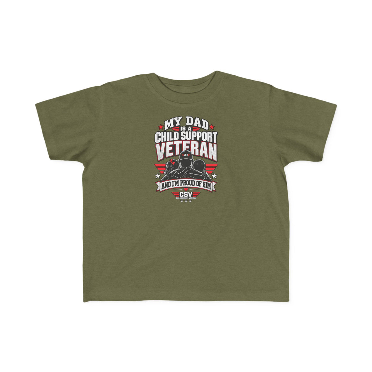 Toddler Tee - "My Dad Child Support Veteran" Patriotic Military Kids Shirt