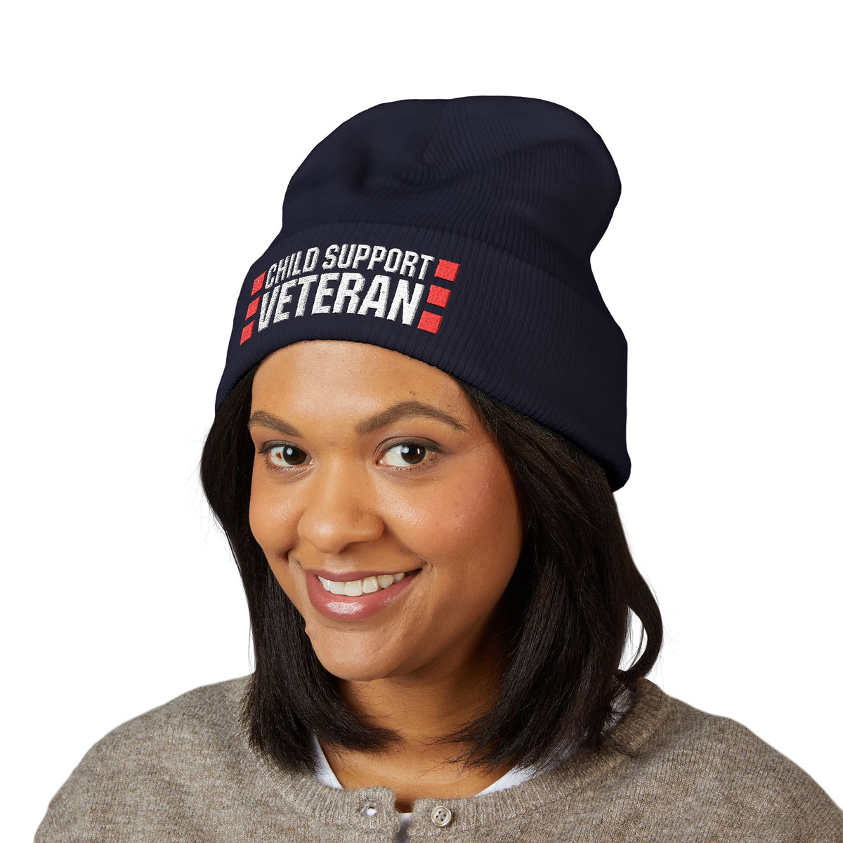 childsupportveteran Embroidered Beanie – Classic Cuffed Winter Hat