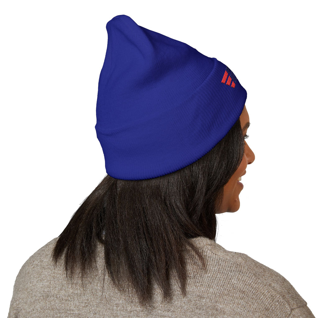 Child Support Veteran Embroidered Beanie — Patriotic Cuffed Knit Hat