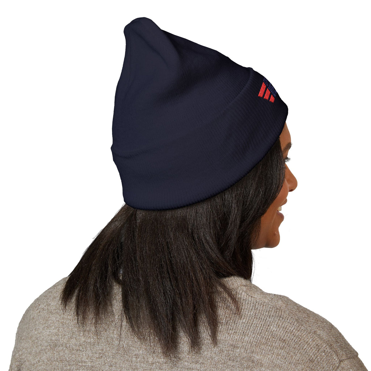 Child Support Veteran Embroidered Beanie — Patriotic Cuffed Knit Hat