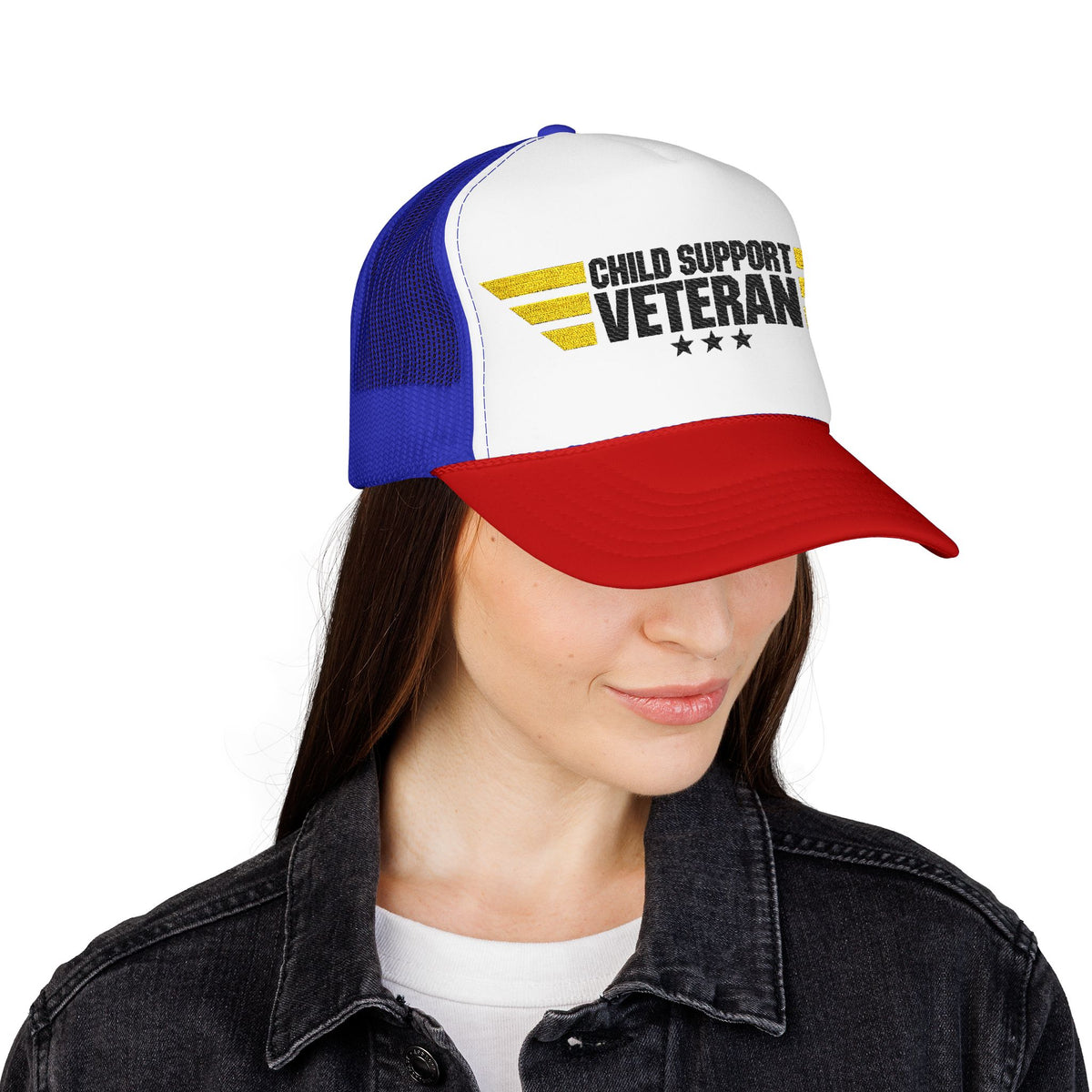 Veteran Wings Trucker Hat — Distressed 'Proud Support Veteran' Foam Cap