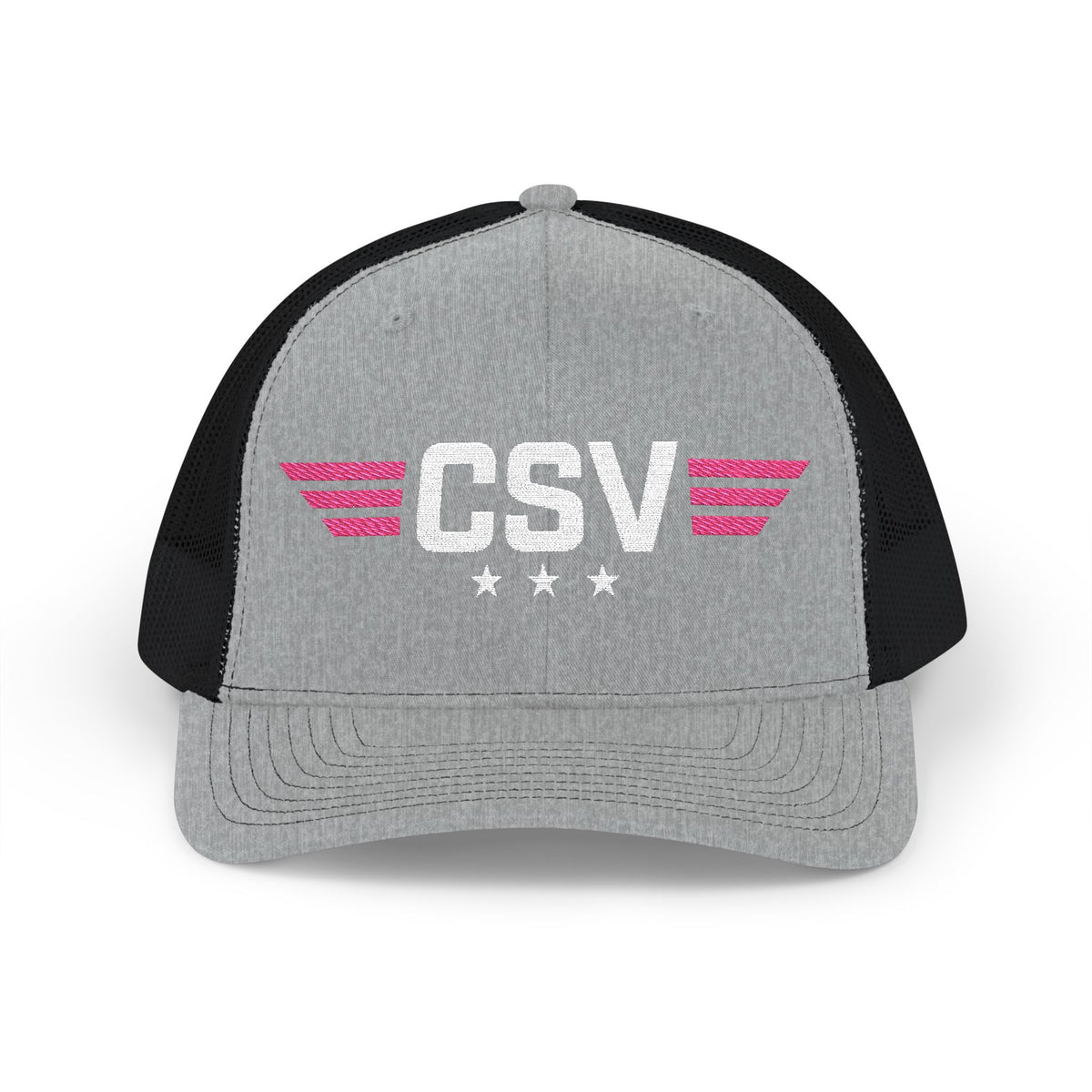 CSV Embroidered Trucker Cap — Retro Winged Logo Snapback