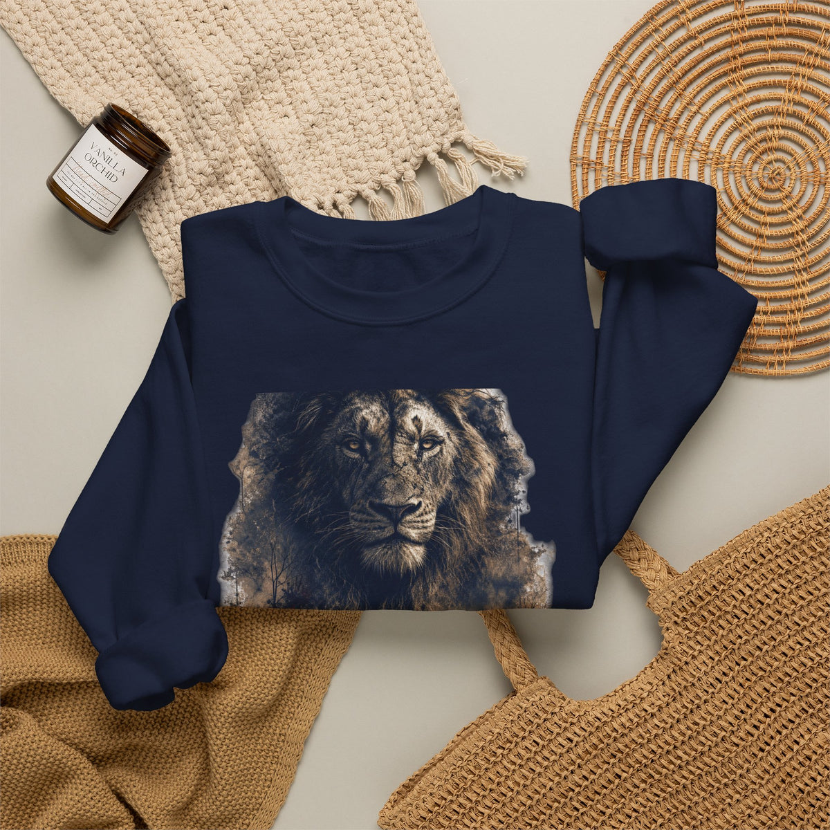 Crewneck Sweatshirt — Child Support Veteran Lion Graphic