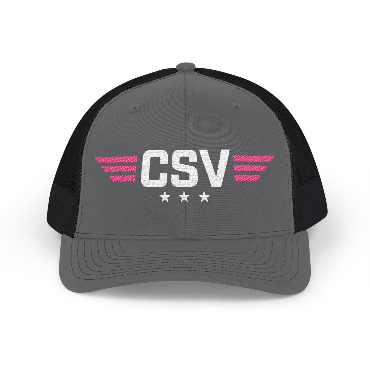 CSV Embroidered Trucker Cap — Retro Winged Logo Snapback