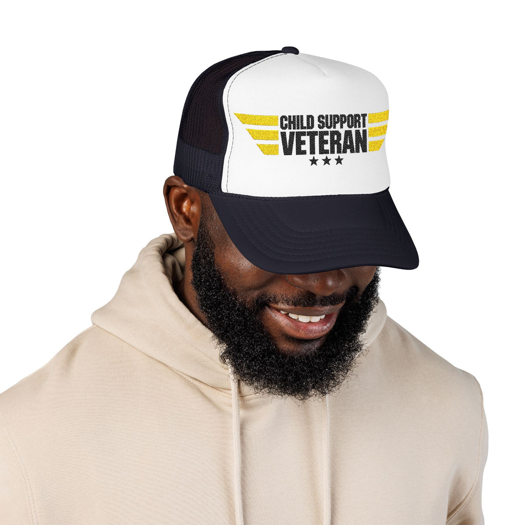 Veteran Wings Trucker Hat — Distressed 'Proud Support Veteran' Foam Cap