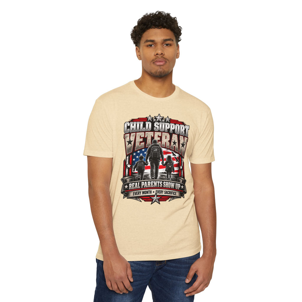 Child Support Veteran T-Shirt — "Real Parents Show Up" Patriotic Dad Shirt