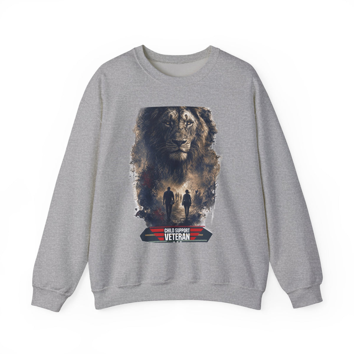 Crewneck Sweatshirt — Child Support Veteran Lion Graphic
