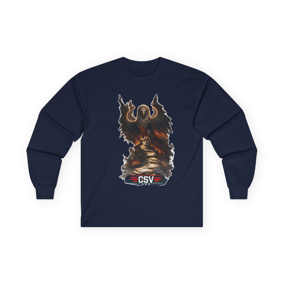 Long Sleeve Tee — Vintage Eagle Graphic “CSV” Patriotic Military Vibe