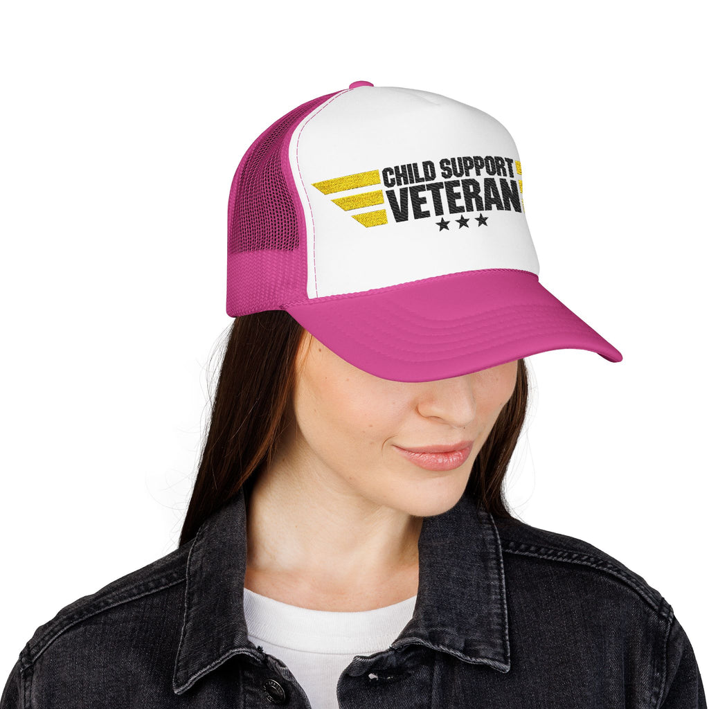 Veteran Wings Trucker Hat — Distressed 'Proud Support Veteran' Foam Cap