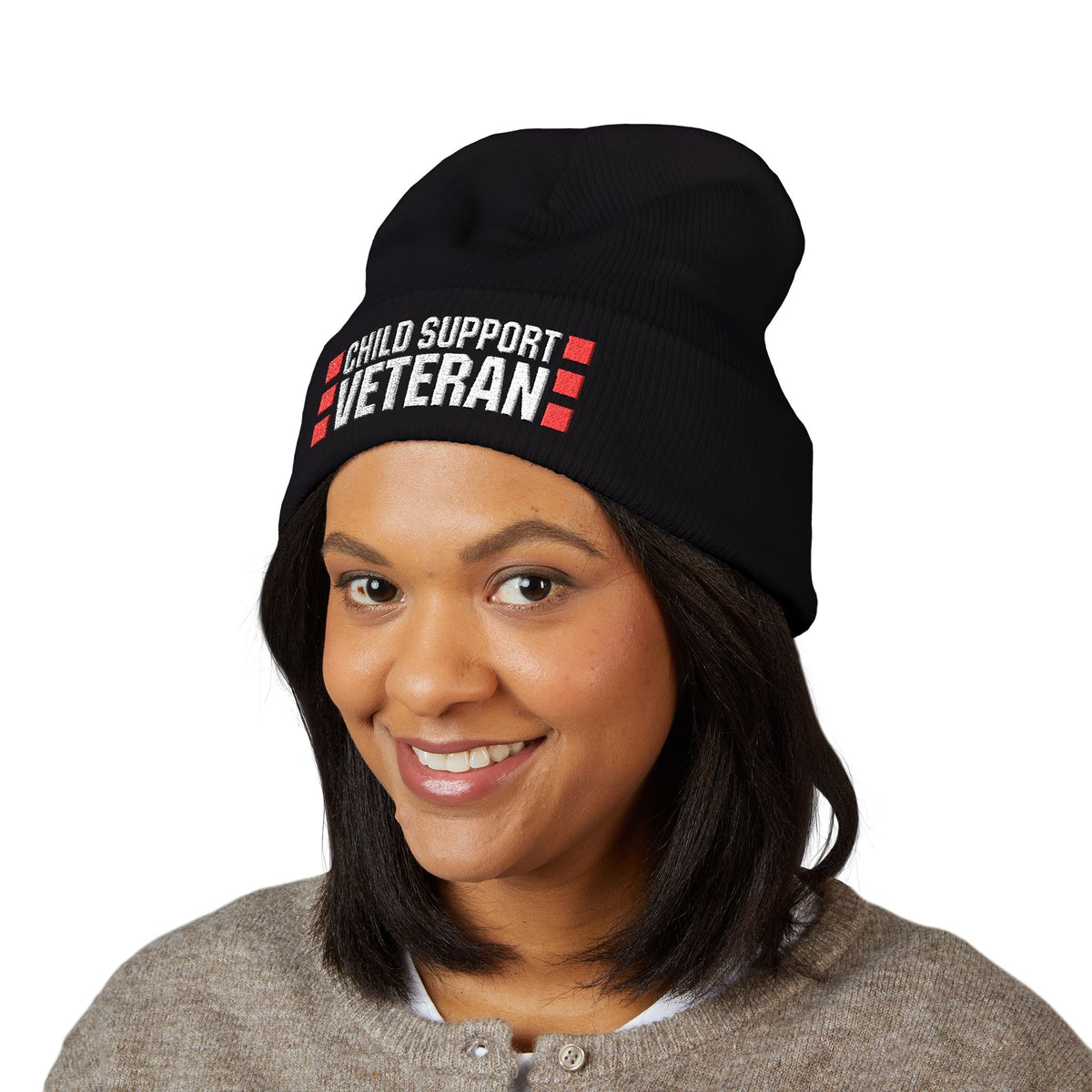 childsupportveteran Embroidered Beanie – Classic Cuffed Winter Hat