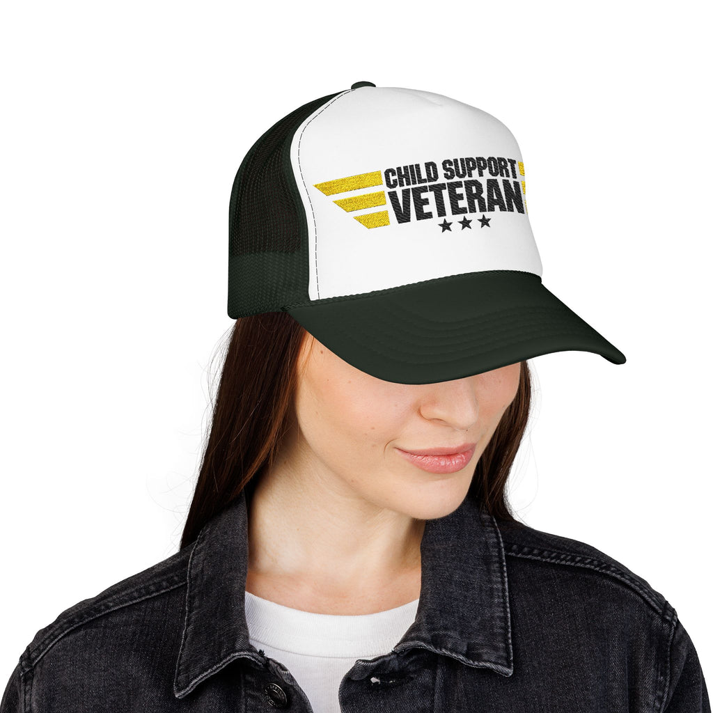 Veteran Wings Trucker Hat — Distressed 'Proud Support Veteran' Foam Cap