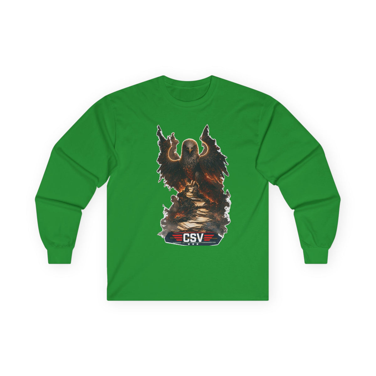 Long Sleeve Tee — Vintage Eagle Graphic “CSV” Patriotic Military Vibe
