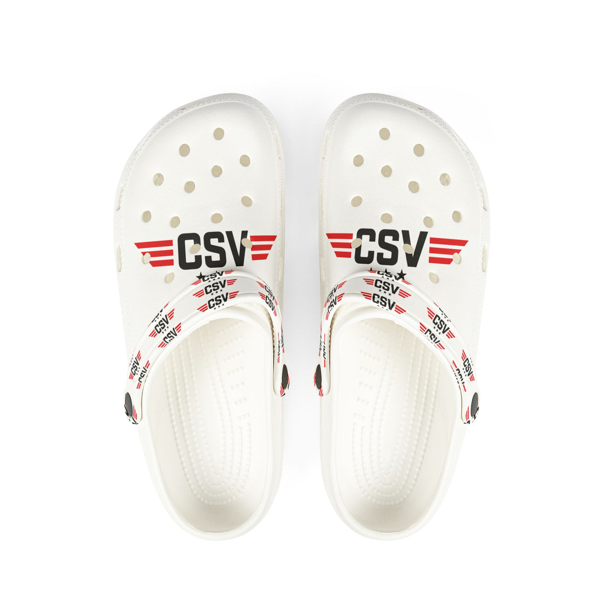 CSV Logo Foam Clogs — White EVA Slip-On Shoes