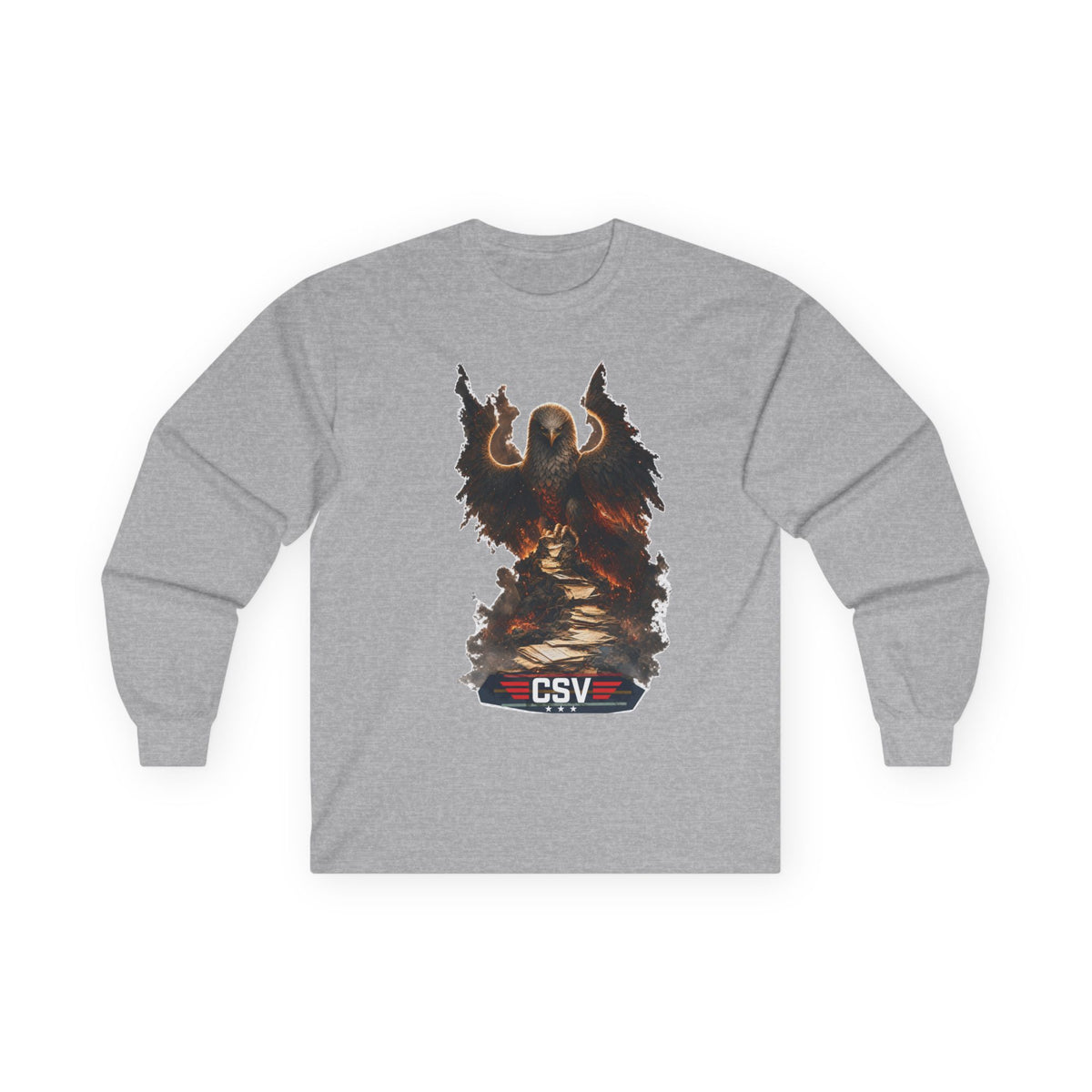 Long Sleeve Tee — Vintage Eagle Graphic “CSV” Patriotic Military Vibe