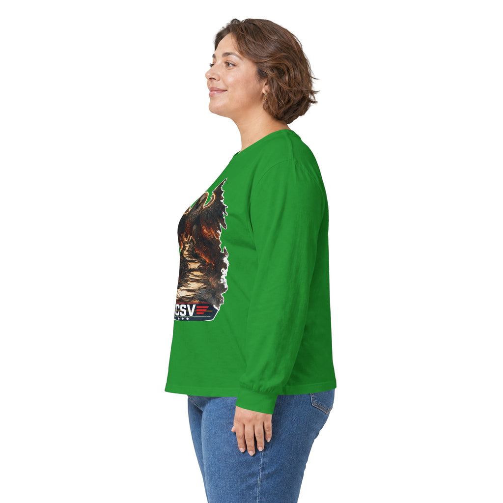 Long Sleeve Tee — Vintage Eagle Graphic “CSV” Patriotic Military Vibe