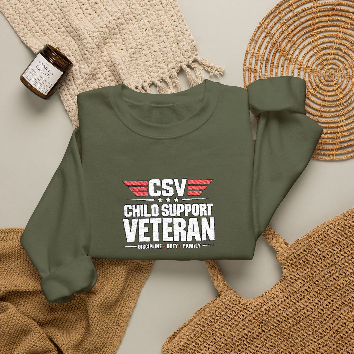 Veteran Dad Sweatshirt — Distressed USA Proud Veteran Crewneck