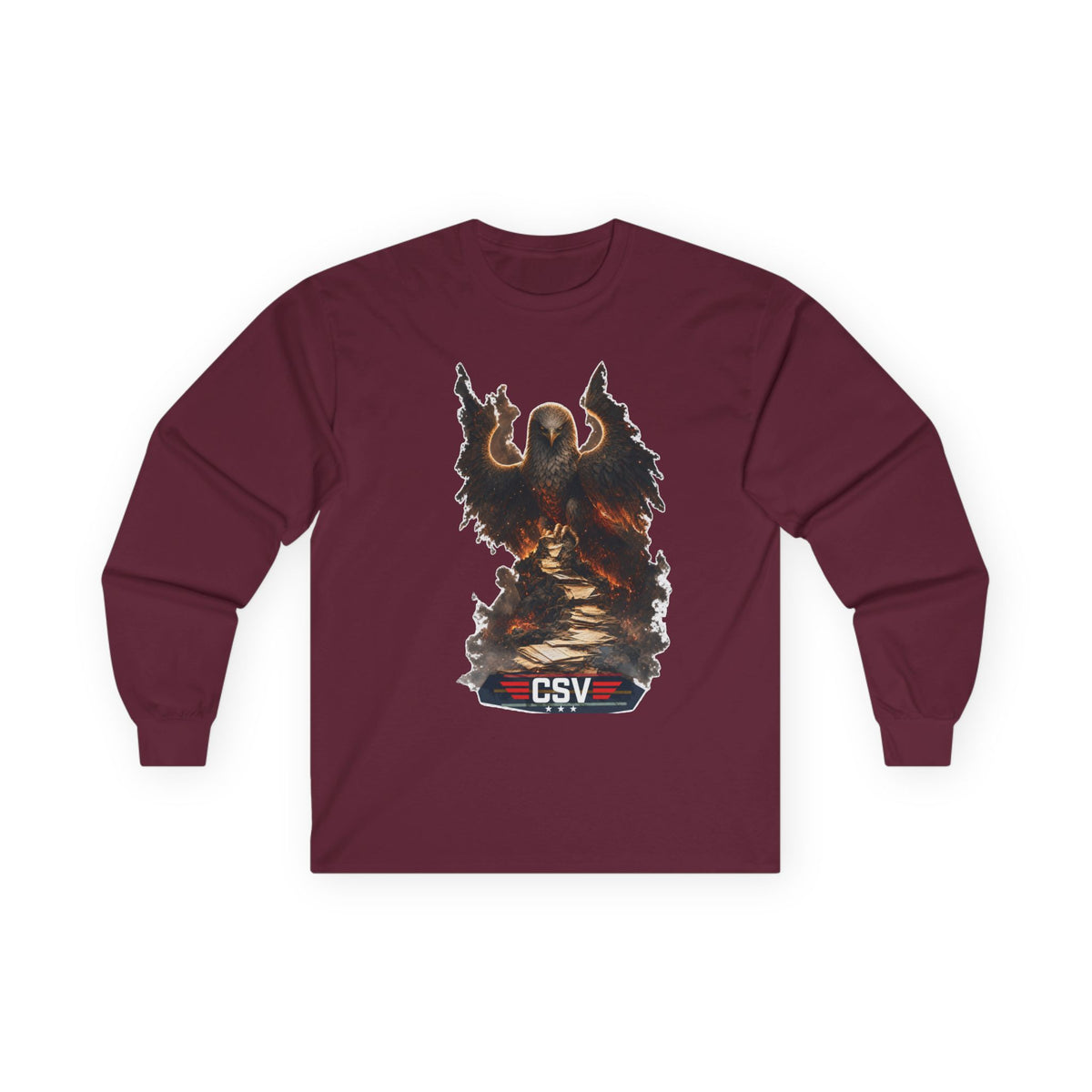 Long Sleeve Tee — Vintage Eagle Graphic “CSV” Patriotic Military Vibe