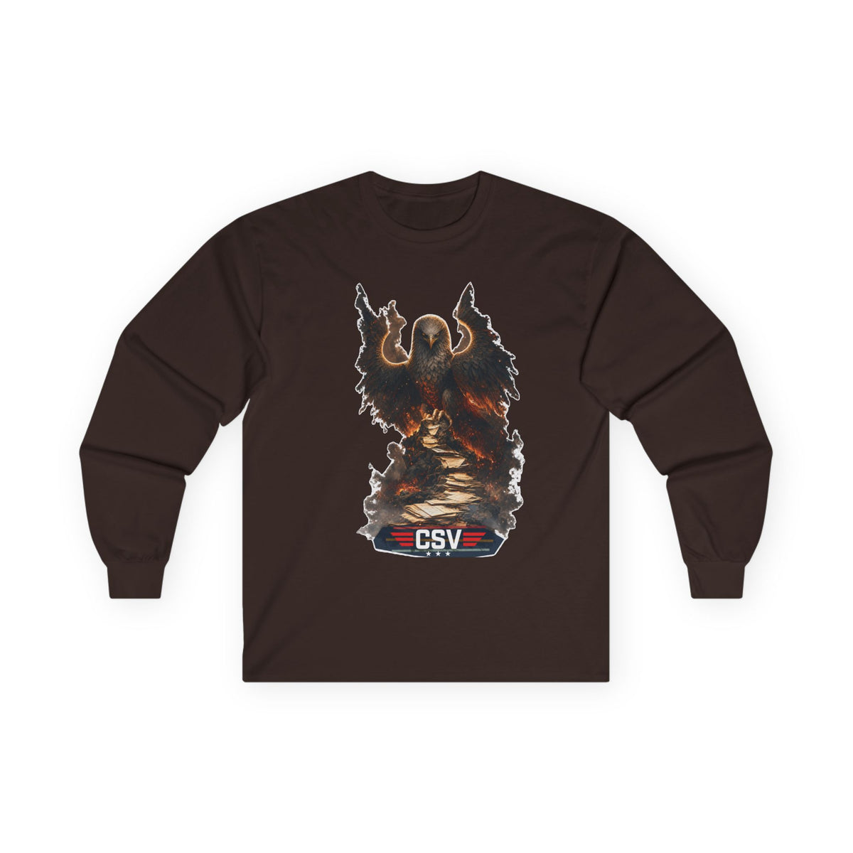Long Sleeve Tee — Vintage Eagle Graphic “CSV” Patriotic Military Vibe