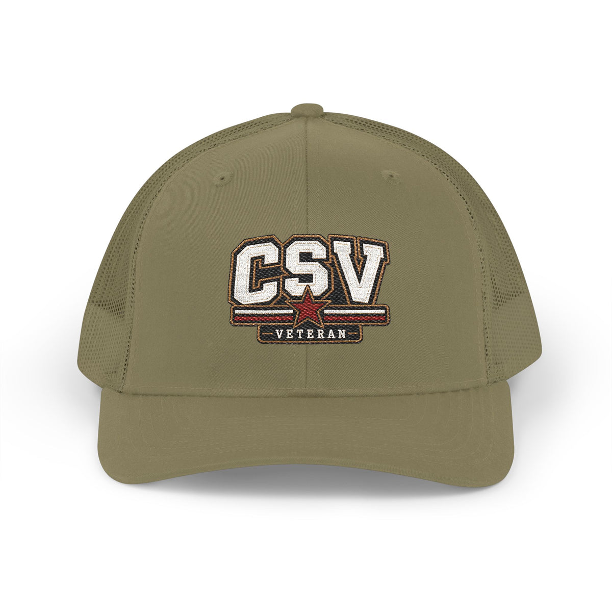 CSV Veteran Trucker Cap — Embroidered Patriotic Snapback