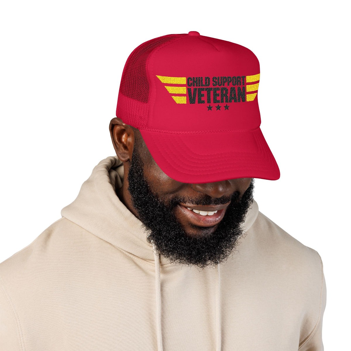 Veteran Wings Trucker Hat — Distressed 'Proud Support Veteran' Foam Cap
