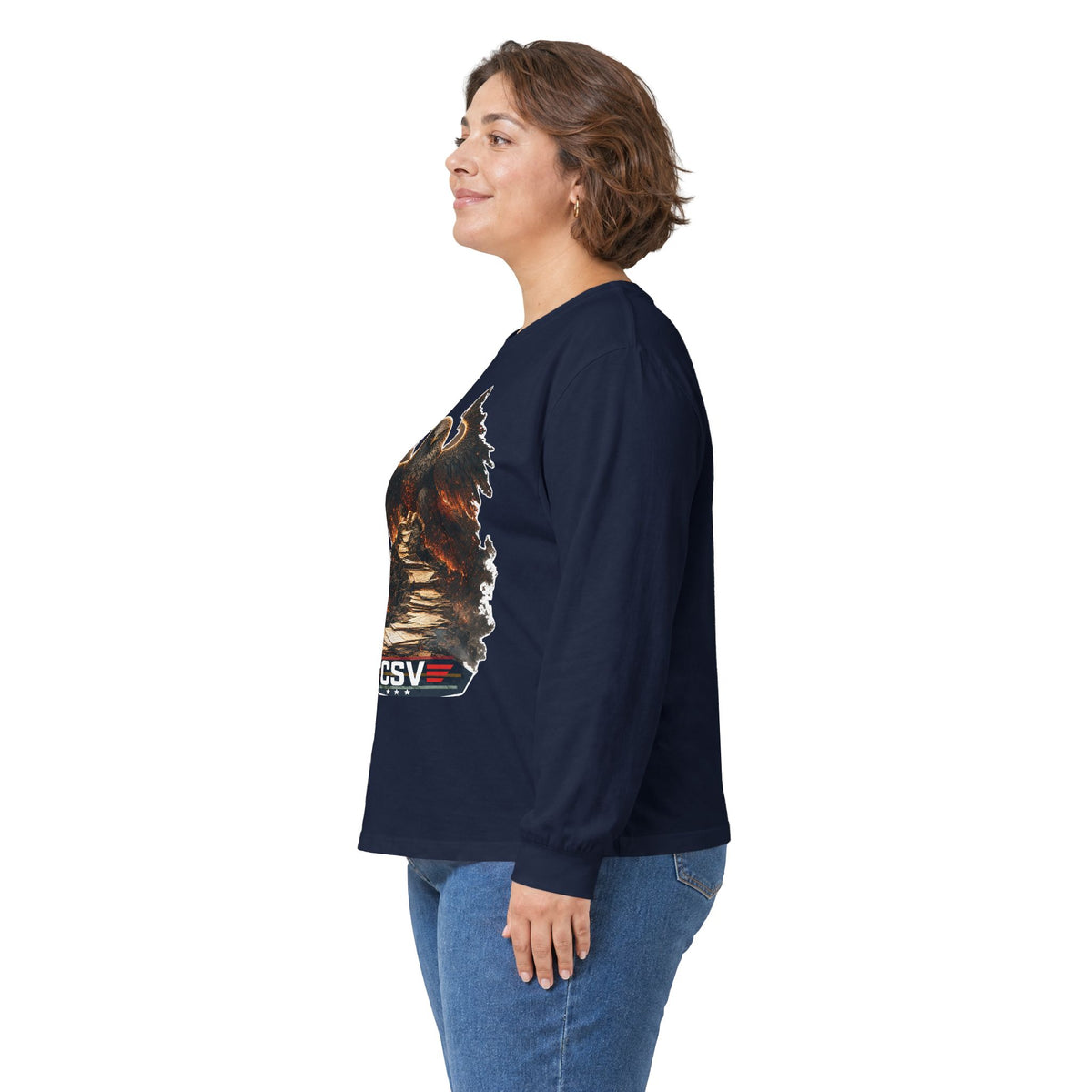 Long Sleeve Tee — Vintage Eagle Graphic “CSV” Patriotic Military Vibe