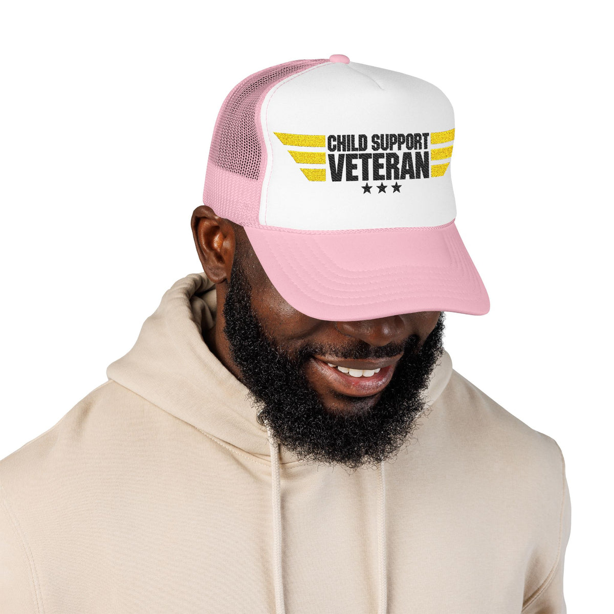 Veteran Wings Trucker Hat — Distressed 'Proud Support Veteran' Foam Cap