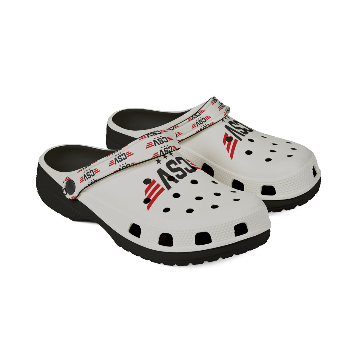 CSV Logo Foam Clogs — White EVA Slip-On Shoes