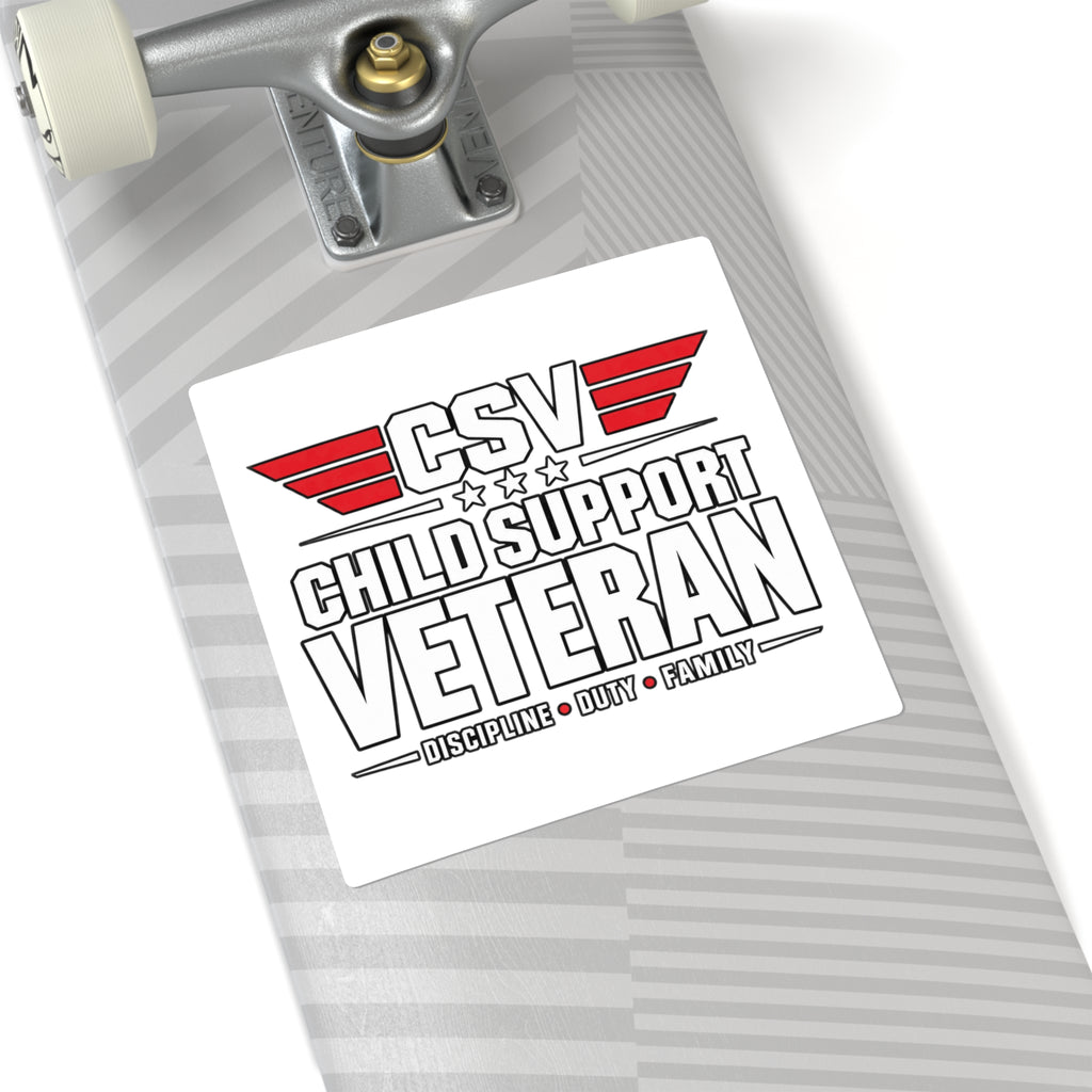 Child Support Veteran Square Sticker — CSV Discipline Duty Family