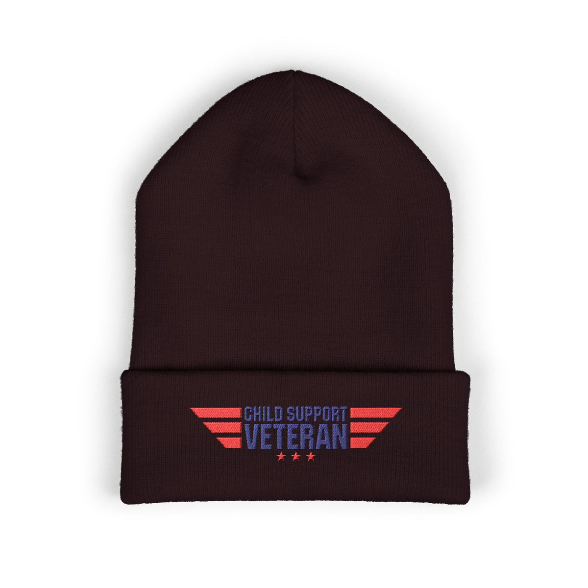 Child Support Veteran Embroidered Beanie — Patriotic Cuffed Knit Hat
