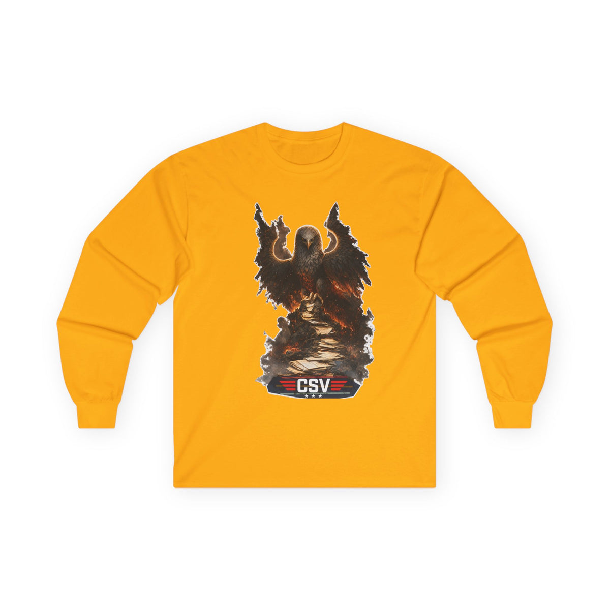 Long Sleeve Tee — Vintage Eagle Graphic “CSV” Patriotic Military Vibe