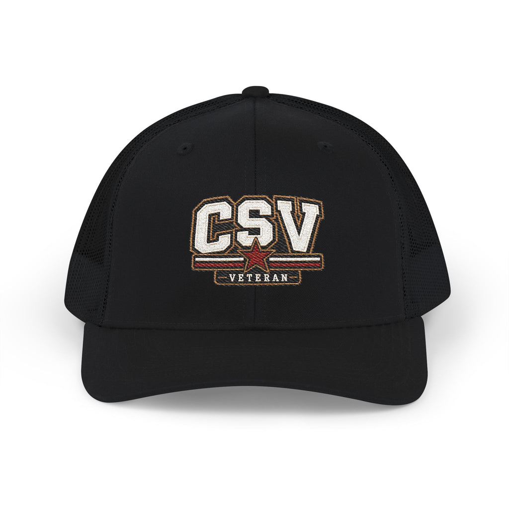 CSV Veteran Trucker Cap — Embroidered Patriotic Snapback