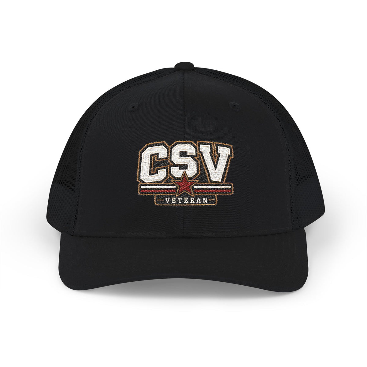 CSV Veteran Trucker Cap — Embroidered Patriotic Snapback