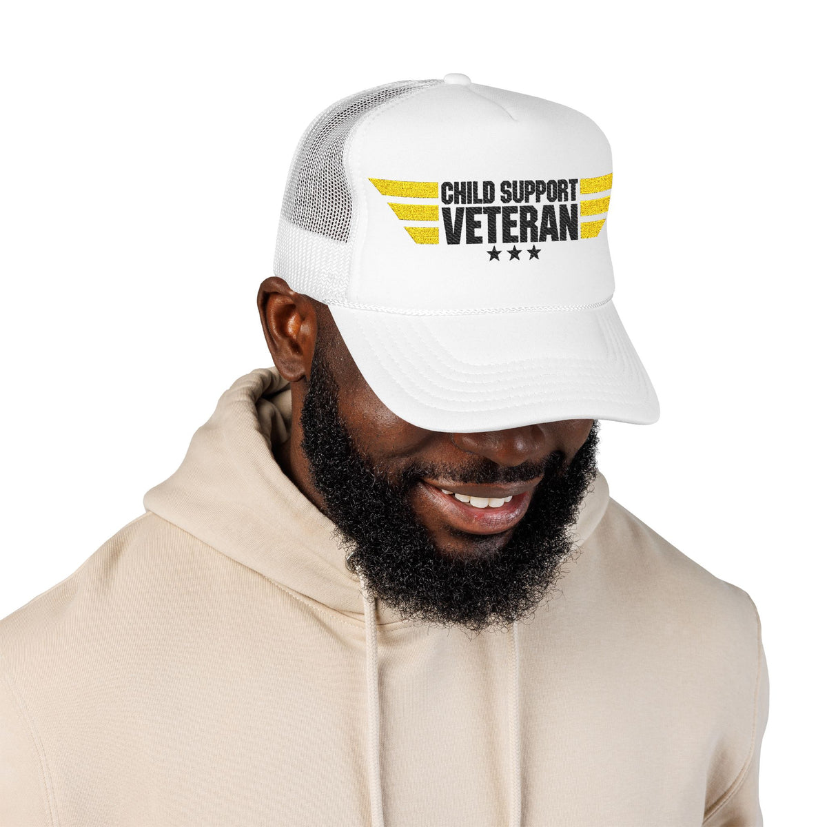 Veteran Wings Trucker Hat — Distressed 'Proud Support Veteran' Foam Cap