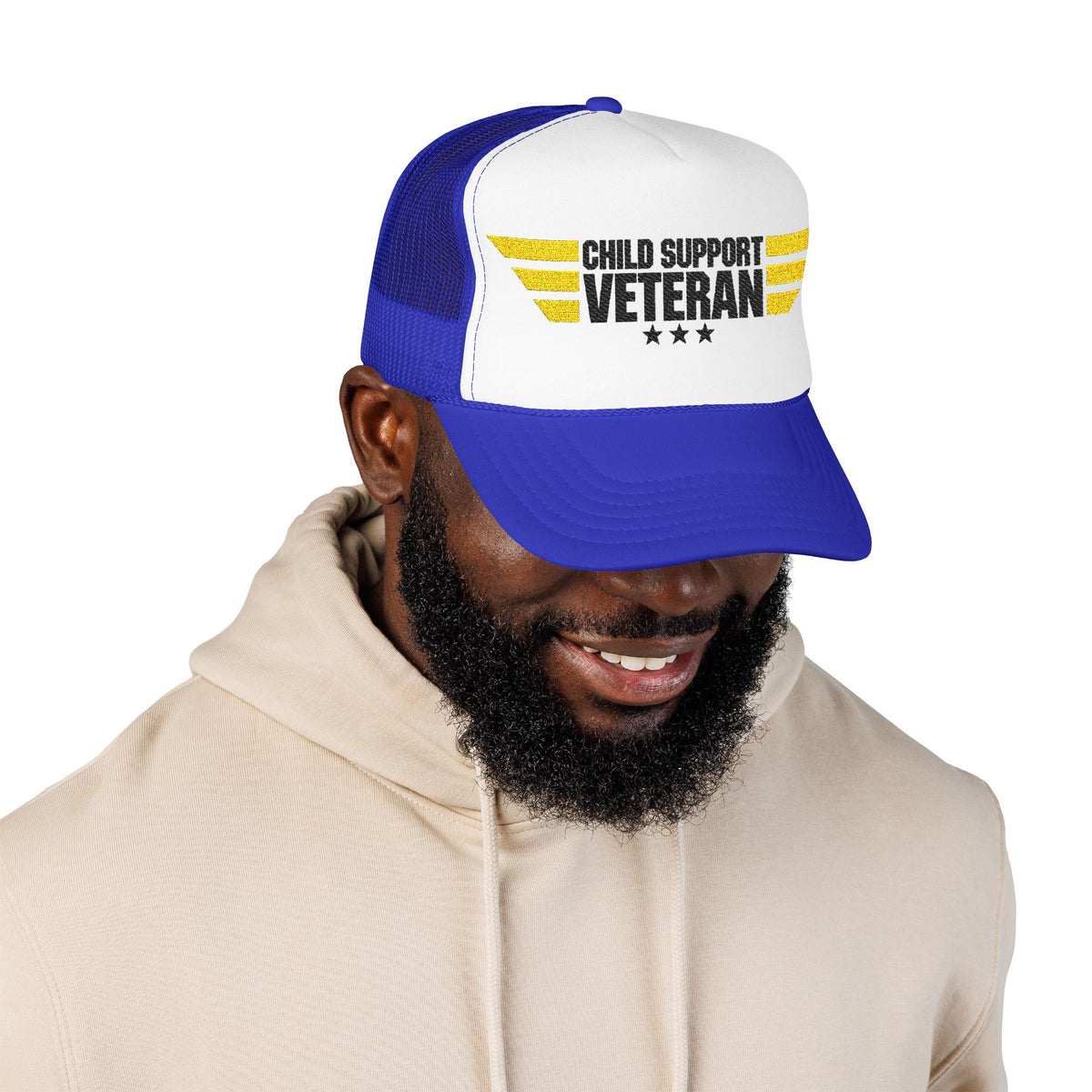 Veteran Wings Trucker Hat — Distressed 'Proud Support Veteran' Foam Cap