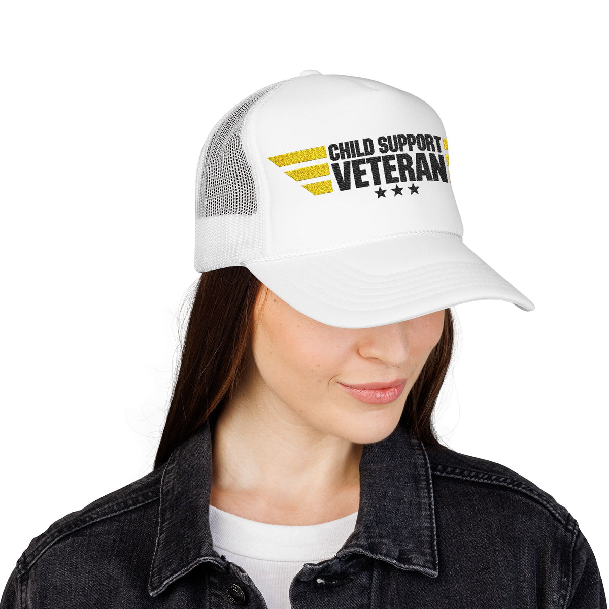 Veteran Wings Trucker Hat — Distressed 'Proud Support Veteran' Foam Cap