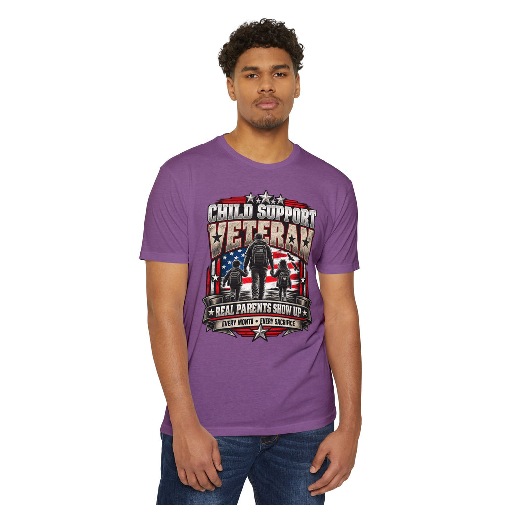 Child Support Veteran T-Shirt — "Real Parents Show Up" Patriotic Dad Shirt