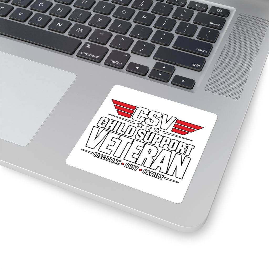 Child Support Veteran Square Sticker — CSV Discipline Duty Family