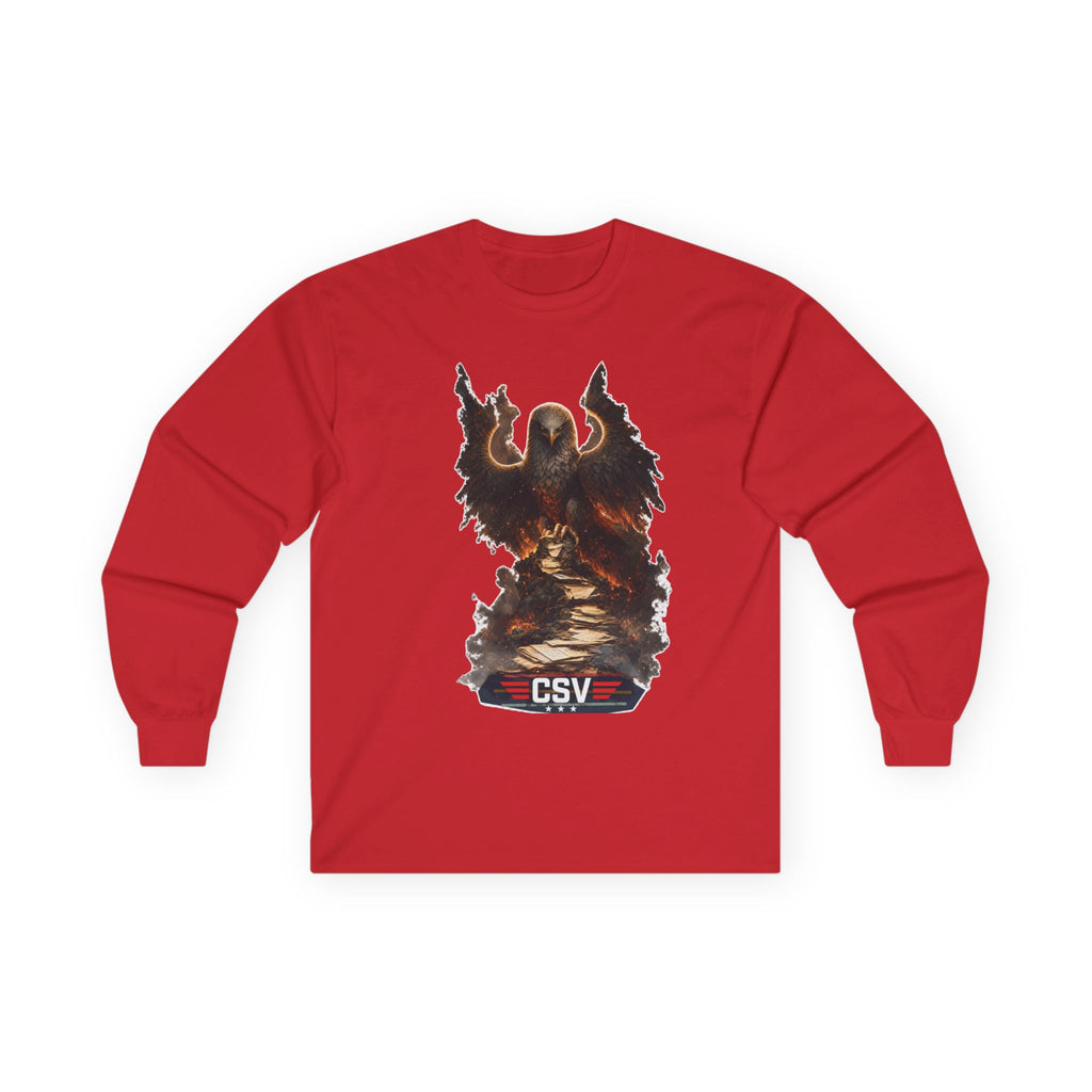 Long Sleeve Tee — Vintage Eagle Graphic “CSV” Patriotic Military Vibe