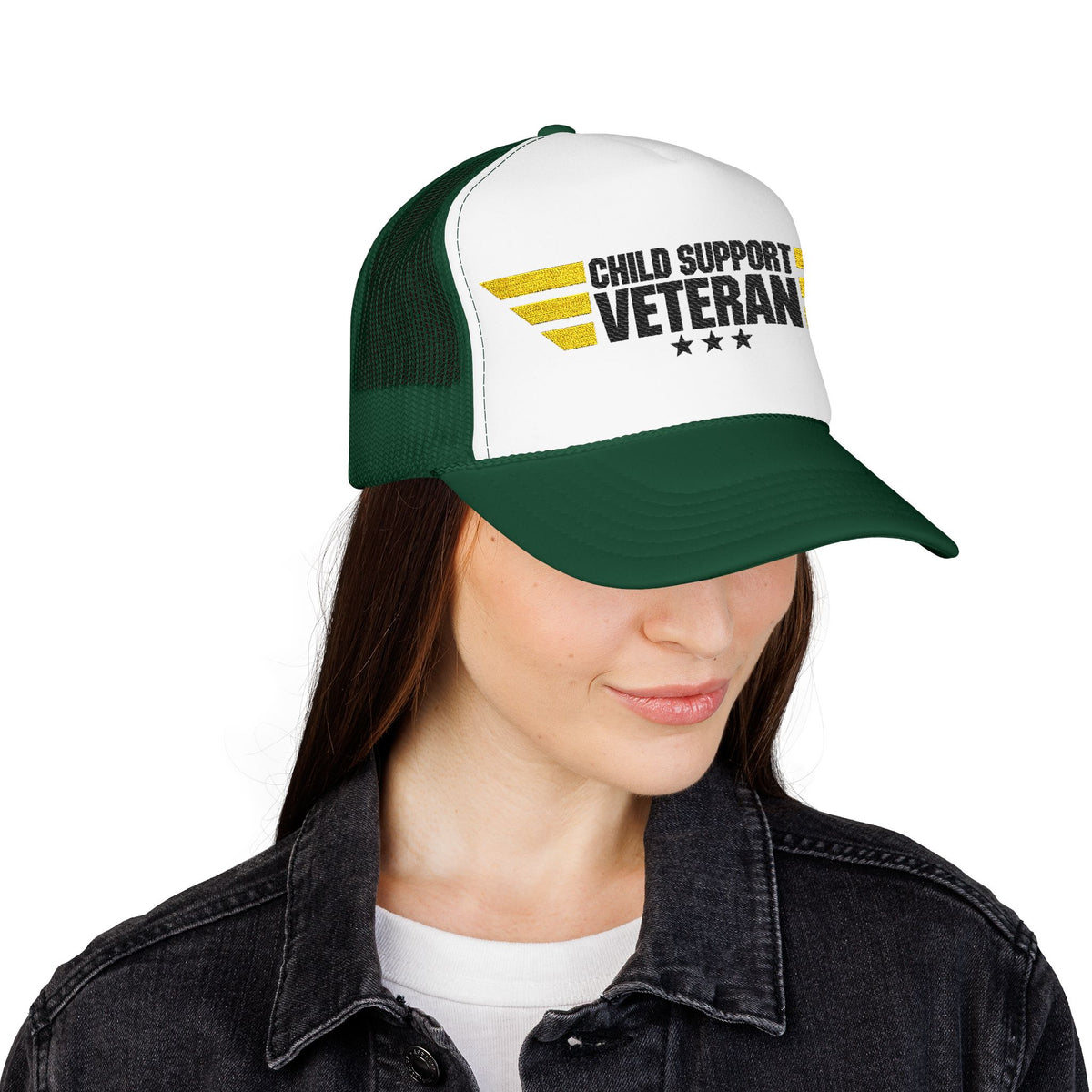 Veteran Wings Trucker Hat — Distressed 'Proud Support Veteran' Foam Cap