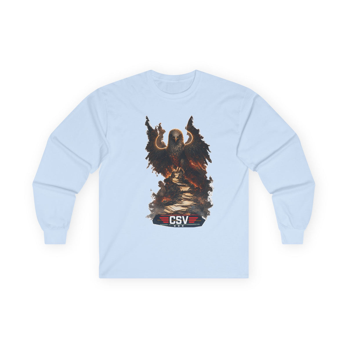 Long Sleeve Tee — Vintage Eagle Graphic “CSV” Patriotic Military Vibe