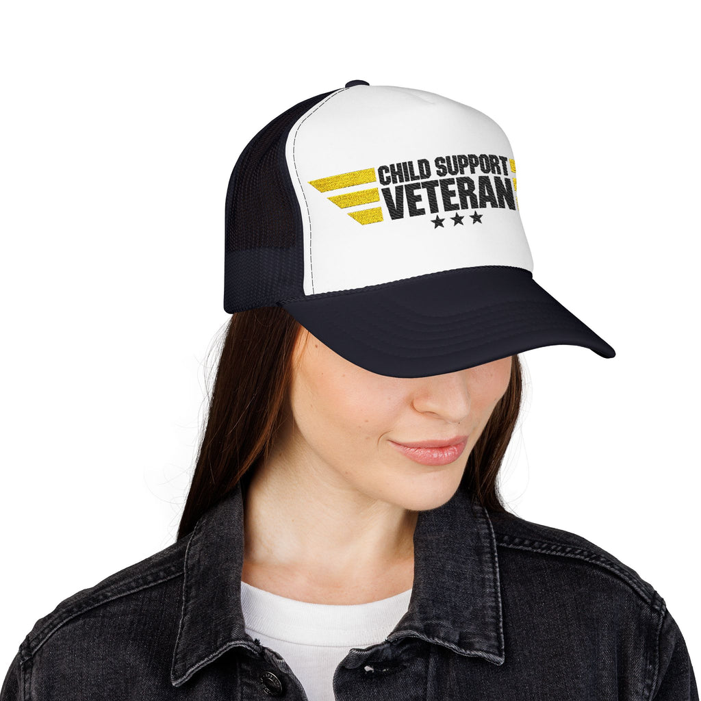 Veteran Wings Trucker Hat — Distressed 'Proud Support Veteran' Foam Cap