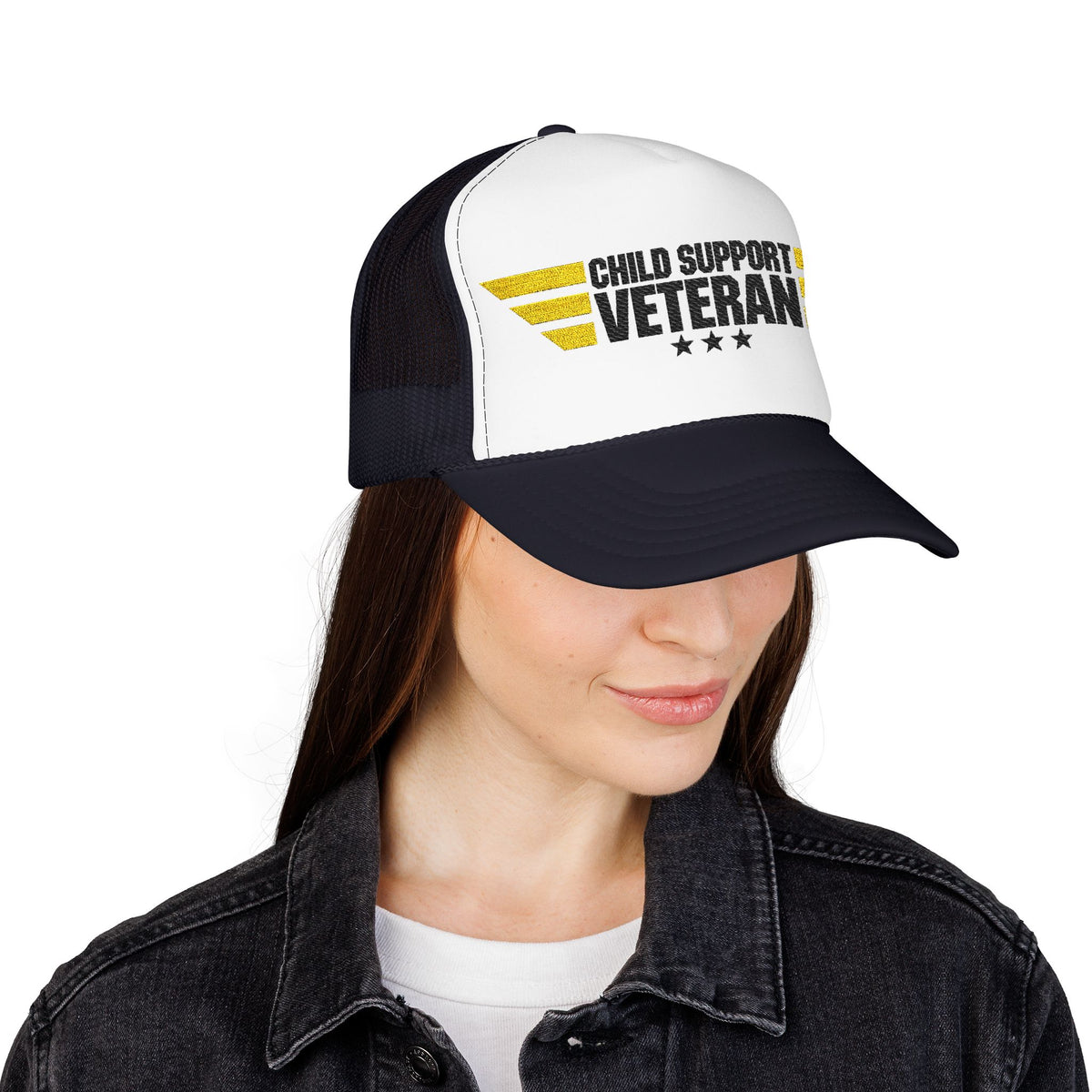 Veteran Wings Trucker Hat — Distressed 'Proud Support Veteran' Foam Cap