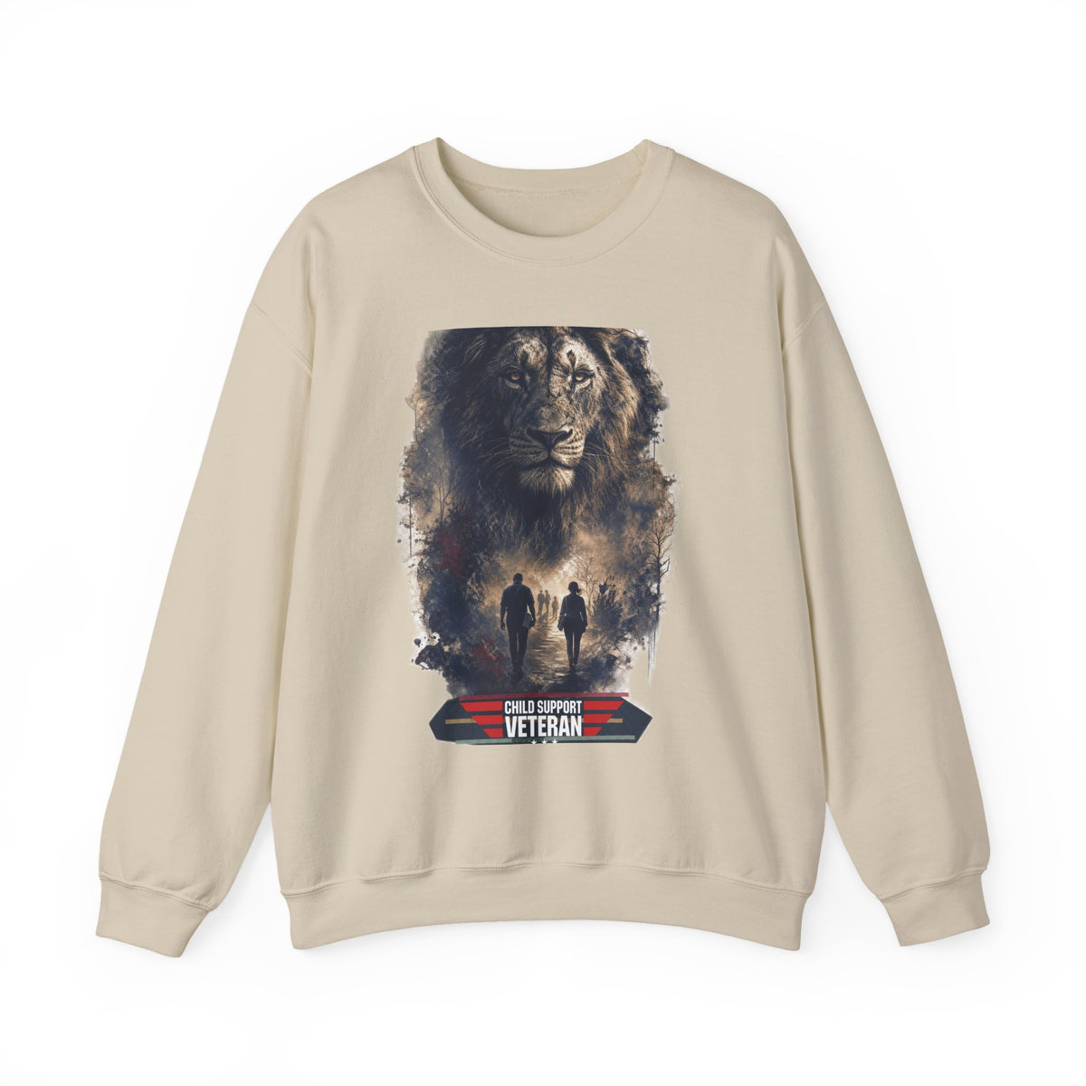 Crewneck Sweatshirt — Child Support Veteran Lion Graphic