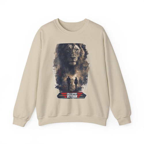 Crewneck Sweatshirt — Child Support Veteran Lion Graphic