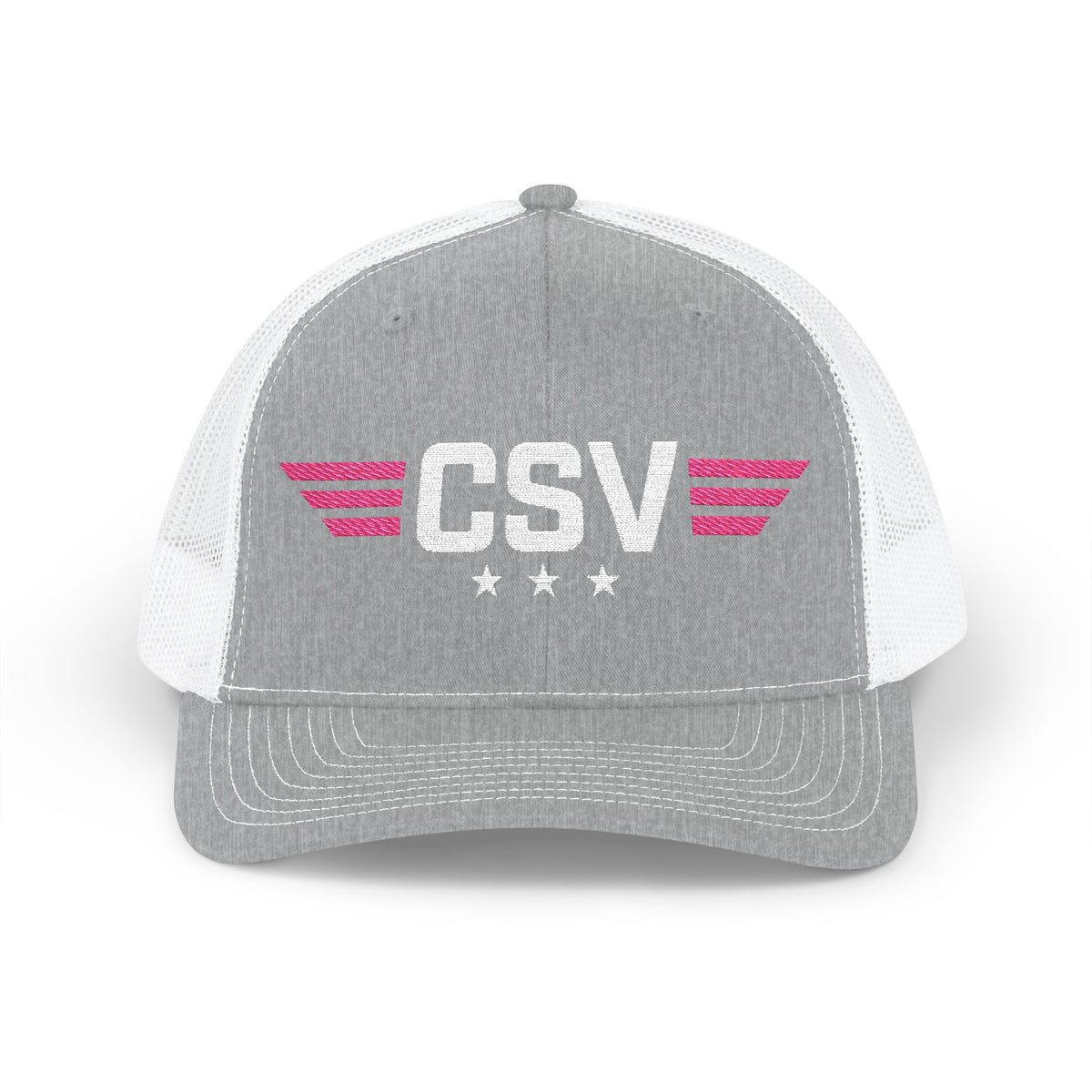 CSV Embroidered Trucker Cap — Retro Winged Logo Snapback